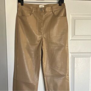 Wilfred Light Camel Straight Leg Leather Pants